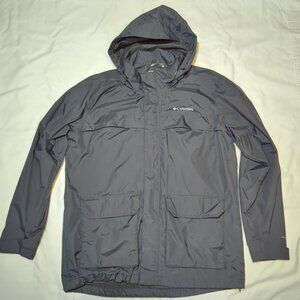 Columbia Sportswear Men's Large Rain Coat Light Jacket Black Excellent Condition